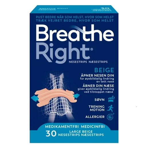 Breathe Right Næsestrips Tan L Uglecare Breathe Right Næsestrips Tan L