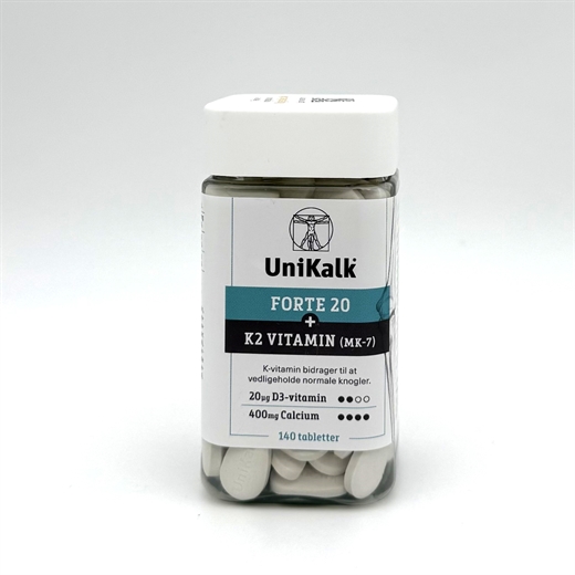 Unikalk Forte 20 K2 140 stk Uglecare Unikalk Forte 20 K2 140 stk