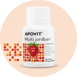 Apovit Multi jord­bær 90 tyg­ge­tab­let­ter