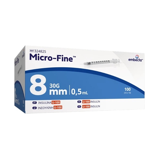 Embecta Micro-Fine 0,3x8 mm. Uglecare Embecta Micro-Fine 0,3x8 mm.