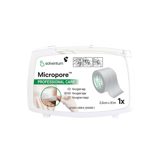 3M Micropore Hvid m/Dispenser Uglecare 3M Micropore Hvid m/Dispenser