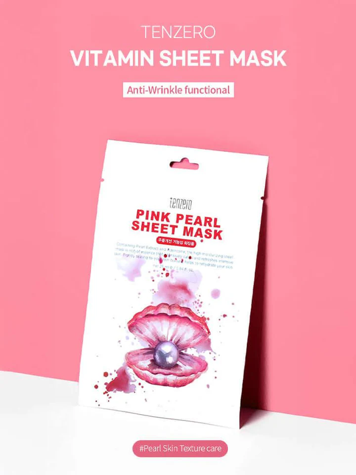 TENZERO Pink Pearl Sheet Mask Uglecare TENZERO Pink Pearl Sheet Mask - Billede 2
