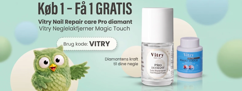 Køb 1 – Få 1 gratis: Vitry Nail Repair care Pro diamant og Vitry Neglelakfjerner Magic Touch med kode VITRY